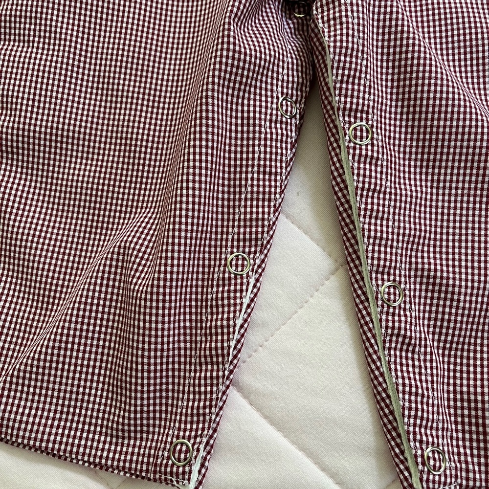 NEW Fall Leaves Red Check Smocked Acorn Longall Jon Jon Size 24 months - Picture 6 of 7